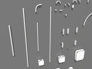 metal electric wall wires set 3D Model