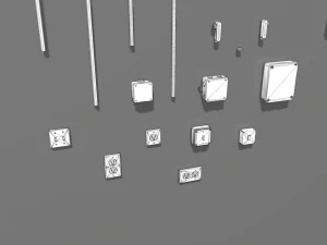 metal electric wall wires set 3D Model