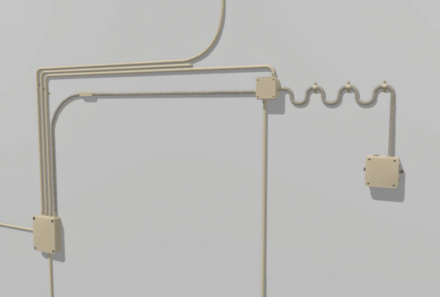yellow electric wall wires set 3D Model .c4d .max .obj .3ds .fbx .stl .blend 