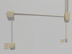 yellow electric wall wires set 3Dモデル