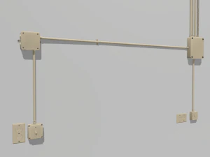 yellow electric wall wires set 3D Model