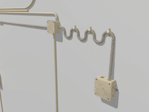 yellow electric wall wires set 3Dモデル