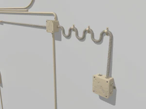 yellow electric wall wires set 3D Model