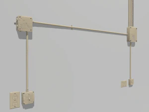 yellow electric wall wires set 3D Model