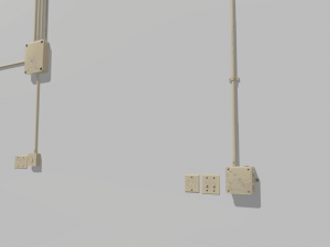 yellow electric wall wires set 3Dモデル