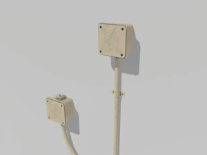 yellow electric wall wires set 3D Model