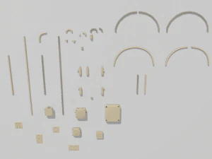 yellow electric wall wires set 3D Model