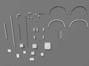 yellow electric wall wires set 3Dモデル