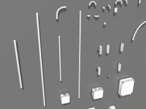 yellow electric wall wires set 3Dモデル