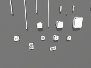 yellow electric wall wires set 3Dモデル