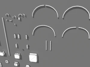 yellow electric wall wires set 3D Model