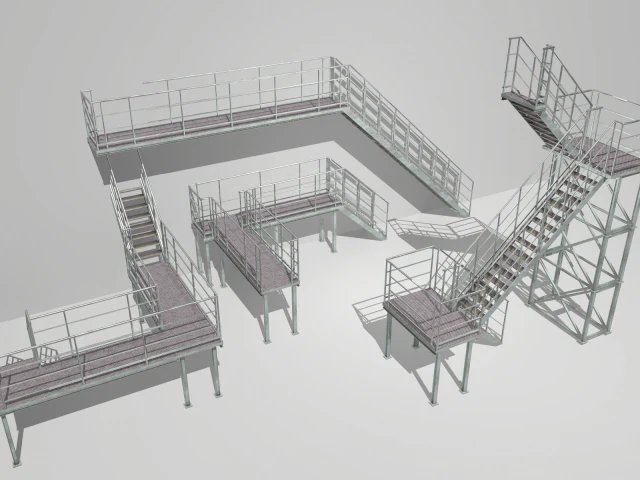 industrial stairs modular 3D Model .c4d .max .obj .3ds .fbx .stl .blend 