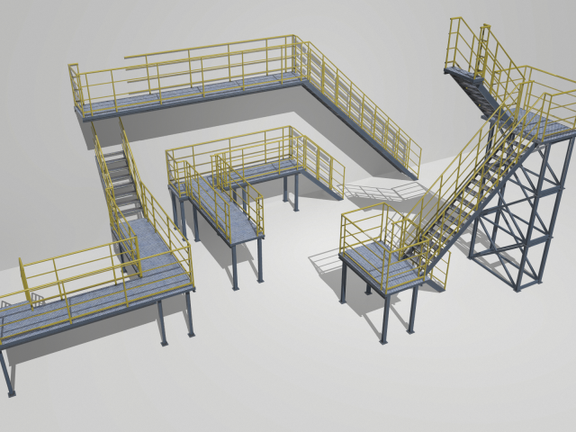 industrial stairs modular 2 Modelo 3D .c4d .max .obj .3ds .fbx .stl .blend 