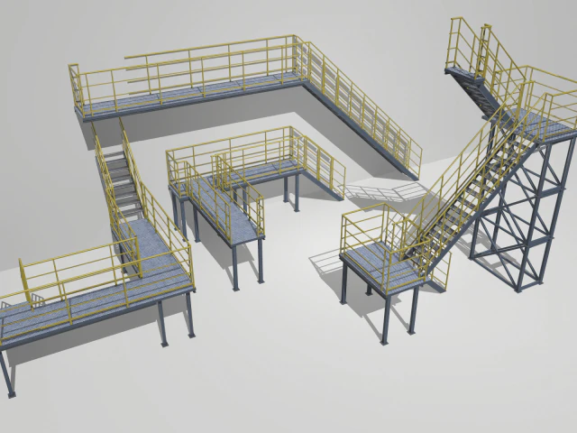 industrial stairs modular 2 3D Model .c4d .max .obj .3ds .fbx .stl .blend 