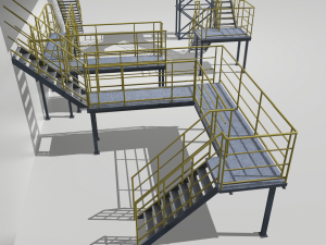 industrial stairs modular 2 Modelo 3D