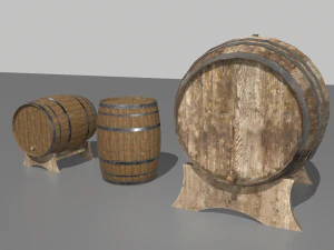 vieux tonneaux en bois Modèle 3D