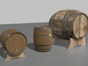 old wooden barrels 3D Model