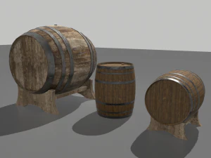 old wooden barrels 3D Model