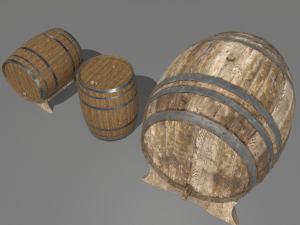 old wooden barrels 3D Model