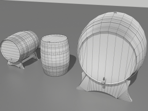 old wooden barrels 3D Model