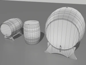 old wooden barrels 3D Model