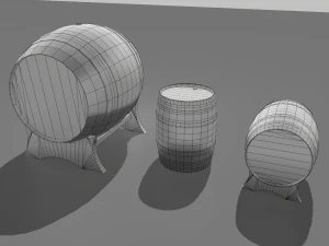 old wooden barrels 3D Model