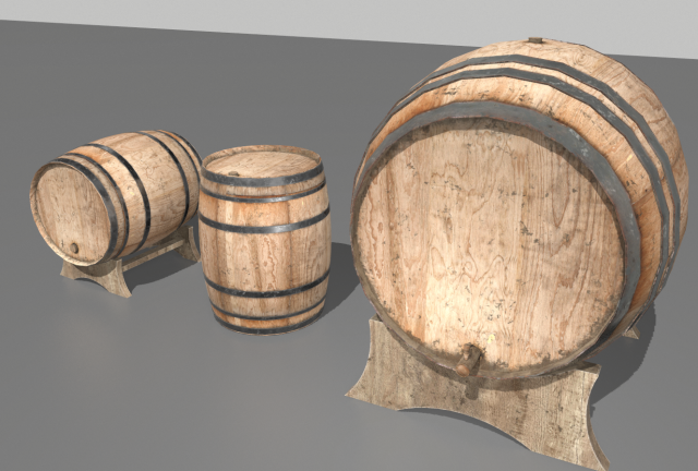 old wooden barrels 2 Modelo 3D .c4d .max .obj .3ds .fbx .stl .blend 