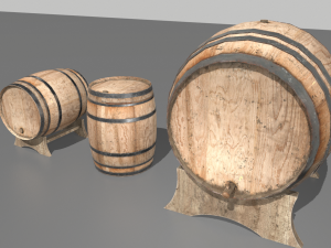 old wooden barrels 2 3D Model