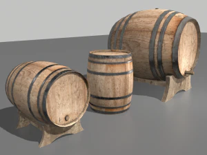 old wooden barrels 2 3D Model