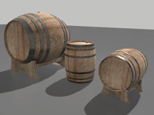 old wooden barrels 2 3D Model