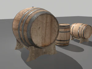 old wooden barrels 2 3D Model