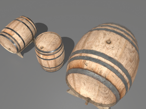 old wooden barrels 2 Modelo 3D