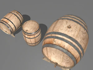 old wooden barrels 2 3D Model