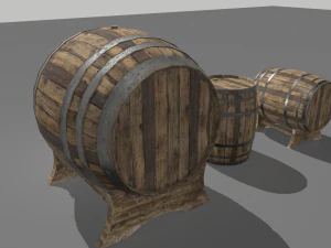 old wooden barrels 3 3D Model