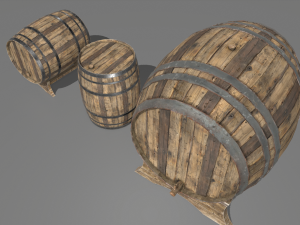 old wooden barrels 3 Modelo 3D