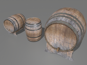old wooden barrels 4 3D Model