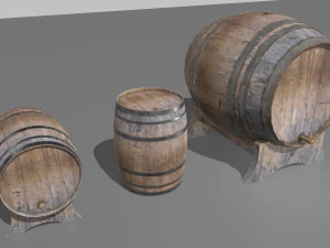 old wooden barrels 4 3D Model