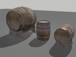 old wooden barrels 4 3D Модель