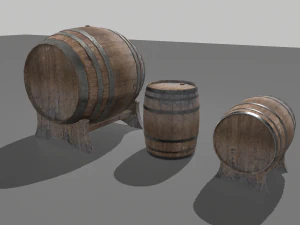 old wooden barrels 4 3D Model