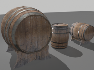 old wooden barrels 4 3D Модель