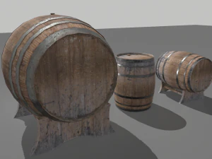 old wooden barrels 4 3D Model