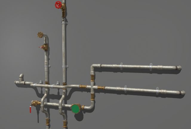 metal water pipes 3D 模型 .c4d .max .obj .3ds .fbx .stl .blend