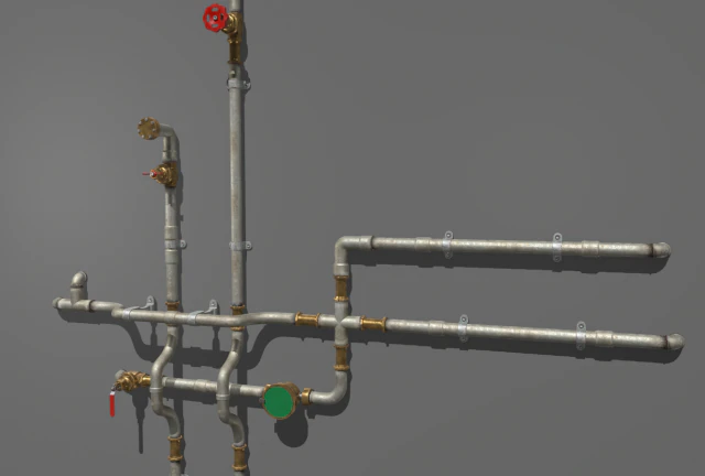 metal water pipes 3D Model .c4d .max .obj .3ds .fbx .stl .blend 