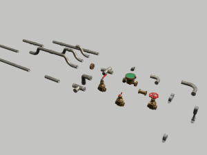 metal water pipes 3D 模型