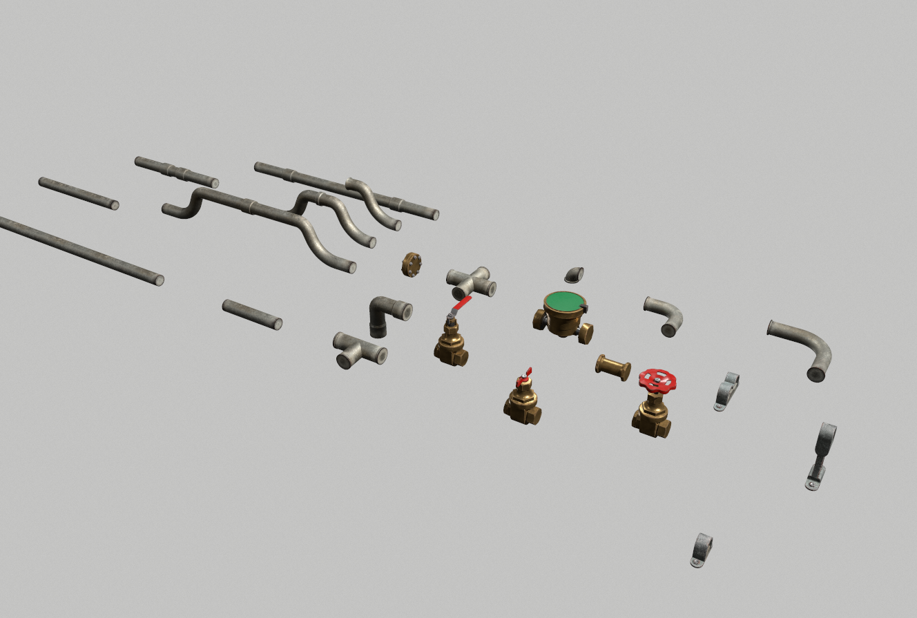 Metal Water Pipes 3D Модель In Части 3DExport