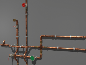 copper water pipes 3D Model