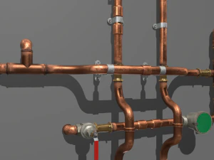 copper water pipes 3D Model