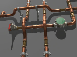 copper water pipes 3D Model