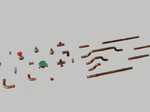 copper water pipes 3D 모델