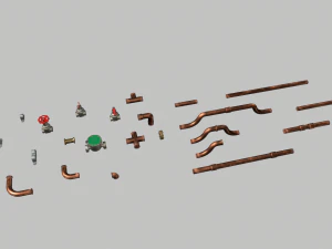 copper water pipes 3D Model